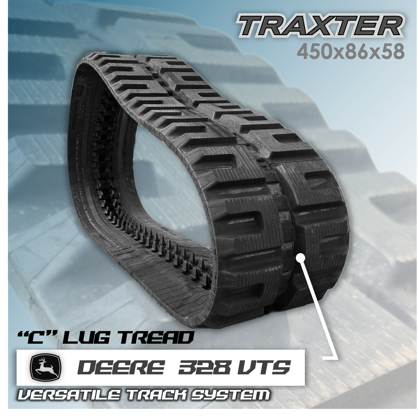 John Deere 328 VTS TRACKS (Compatible with Versatile Track Conversion System)