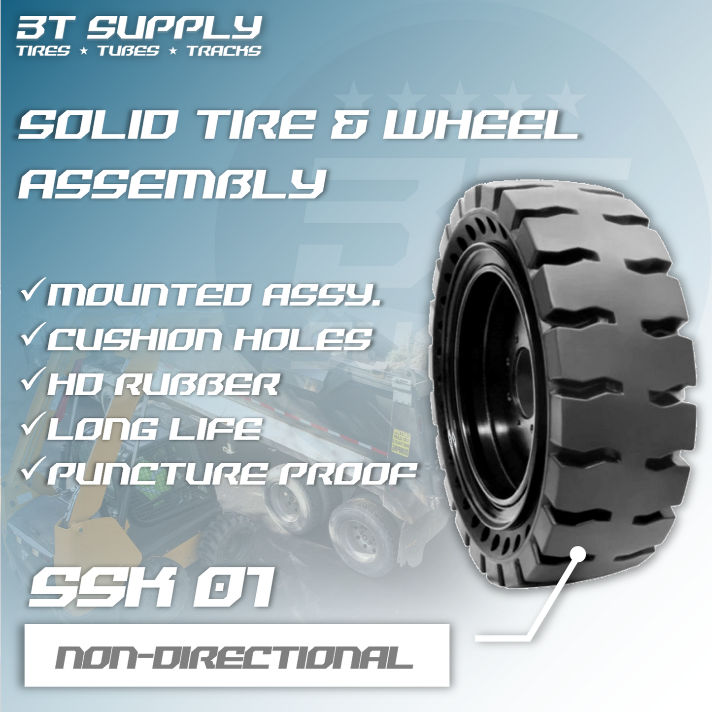 SOLID SKID STEER TIRE & WHEEL ASSEMBLY - SSK01